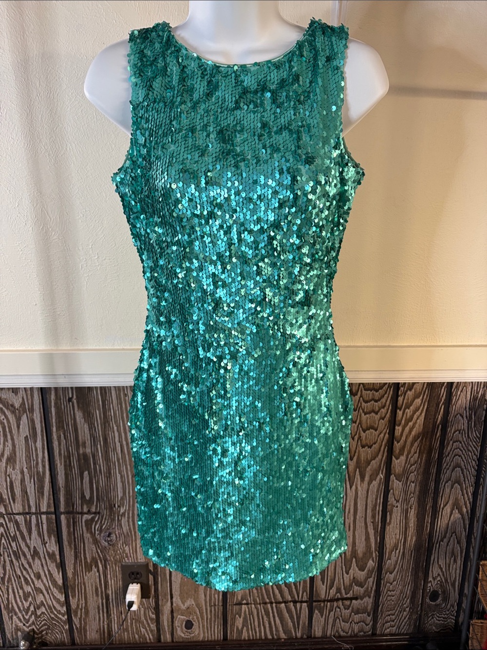 Dress the Population Teal Sequin Mini Dress